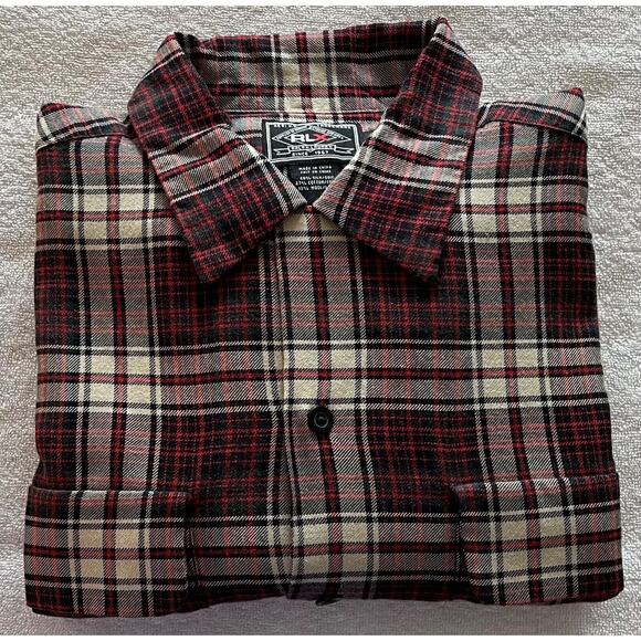 RLX Men's 50%Silk/37%Cotton/13% Wool Men's L/S Button Shirt S Crm/Blk/Red Plaid - Picture 1 of 3